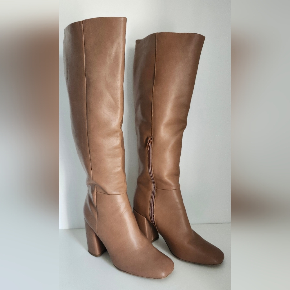 Steve Madden Tan Heeled Boots Smooth Leather